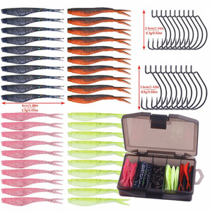 Kit de leurres de pêche en plastique souple 60 pièces/boîte, 6 cm, 1,5 g, appâts en silicone avec hameçons décalés pour la pêche en eau douce et en eau salée, <span class=keywords><strong>brochet</strong></span>, <span class=keywords><strong>brochet</strong></span> - Product Image 1