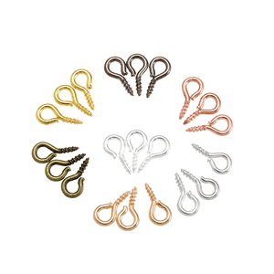 100 unidades/bolsa, pequeños y diminutos ganchos de ojo, ganchos con rosca, cierres dorados, accesorios de joyería <span class=keywords><strong>para</strong></span> hacer manualidades DIY V113 - Product Image 1