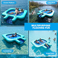 Hamac flottant gonflable avec rampe pour animaux de compagnie, quai flottant robuste, transat de piscine, plateforme flottante pour bronzer
