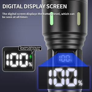Siêu Sáng Ngọn đuốc ánh sáng với điện kỹ thuật số hiển thị và <span class=keywords><strong>zoomble</strong></span> 5 chế độ ánh sáng đèn flash LED đèn pin chống thấm nước cho ngoài trời - Product Image 2