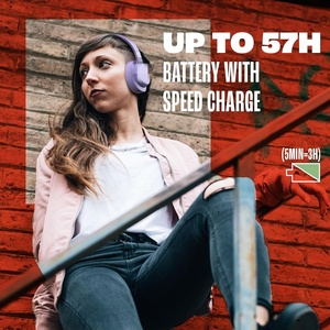 หูฟังตัดเสียงรบกวนแบบครอบหู - ไร้สาย, เล่นได้นาน 76 ชั่วโมง, ระบบสั่งงานด้วยเสียง, สายคาดศีรษะผ้าที่สวมใส่สบาย - Product Image 3