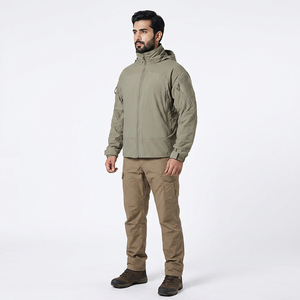 2026 Softshell Jacket for Men with Hoody <b>Waterproof</b> & Windproof Breathable Canvas Fabric Stand Collar 100% Cotton Vintage Style - Product Image 1