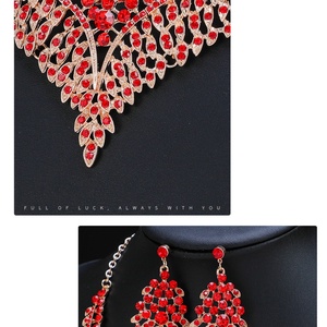 Conjunto de Collar y Pendientes de Aleación Estilo Retro con Cadena para Clavícula, Estilo Palacio, con Cristales y Gemas, Bañado en Oro, para Compromiso - Product Image 6