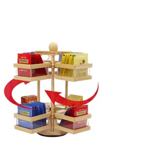 Estante giratorio de bambú para bolsitas de té, 27.5x27.5x31 cm, giratorio 360 grados, tipo vertical, para organizar la encimera de la cocina del hogar. - Product Image 2