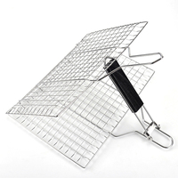 Panier de barbecue en acier inoxydable, panier de cuisson portable de grande taille avec poignée amovible pour le camping en plein air, légumes, poisson