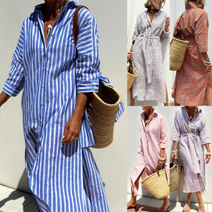 Nouvelle <span class=keywords><strong>Robe</strong></span> Longue Ample Dashiki Rayée Col V Tendance Printemps 2026 pour Femmes Africaines - Product Image 6