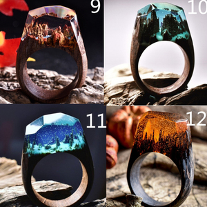 Anillo de Resina con Diseño de <span class=keywords><strong>Cascada</strong></span> Forestal, Joyería Creativa de Resina y Madera para Regalos Promocionales, Venta al por Mayor en Yiwu, 19S100803 - Product Image 4