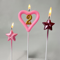 Bougie d'anniversaire multicolore en forme de cœur à cinq étoiles pour gâteau d'amour, idéale pour les fêtes, le Nouvel An et Pâques - Cire de paraffine multicolore