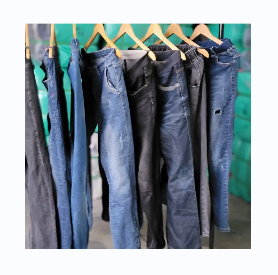 Ucuz günlük pantolon stok kot özel tahrip denim kot yırtık sıska kot erkekler artı stok sürü gümrükleme kullanılan giysiler