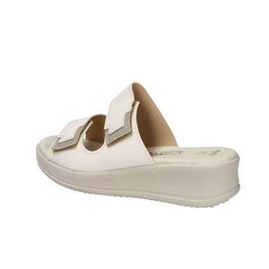 Sandali con Zeppa Cinzia Soft da Donna in Pelle Beige e Oro, Calzature Comode - Product Image 2