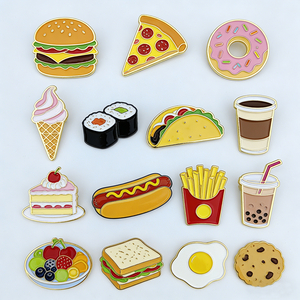 Broches et badges en métal personnalisés en gros, amusants, mignons, dorés, thème Anime, Pain, <span class=keywords><strong>Hamburger</strong></span>, épingles de revers en émail souple ou dur avec logo - Product Image 1