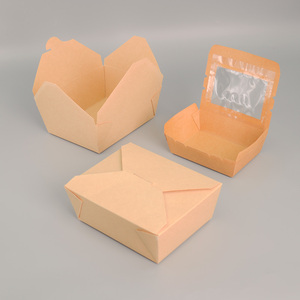 Boîtes alimentaires jetables en papier kraft avec fenêtre, écologiques, étanches et résistantes à l'huile pour salades, burgers et préparation de repas - Product Image 4