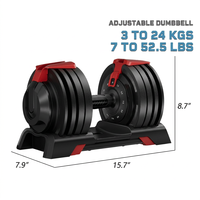 Haltère en acier réglable et compact de 24 kg pour la maison, à libération rapide, 12 niveaux d'ajustement, pour un entraînement complet du corps et la musculation