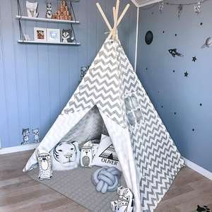 Tende portatili per bambini Tipi Play House per bambini in tela di cotone indiano <span class=keywords><strong>tenda</strong></span> da gioco per bambini piccola spiaggia Teepee Party Room arredamento - Product Image 5