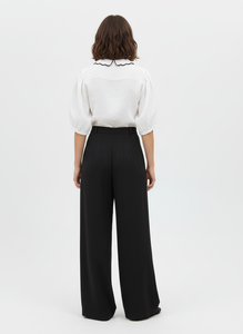 Elegante Blusa Blanca con Mangas Abullonadas y Lazo Delantero para Mujer, Suave, Transpirable, Ligera, Estilo Retro Chic, Informal, para el Verano - Product Image 2