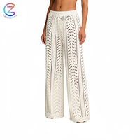 Pantalon de plage pour femmes, avec cordon de serrage, taille haute élastique, maille crochetée, maillot de bain