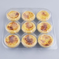 Boîte d'emballage écologique jetable en PET transparent pour 2/4/6/9 tartelettes, gâteaux, pains et pâtisseries