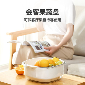 Beans Double Layer <b>Drain</b> <b>Basket</b> Thickened Plastic Kitchen Washing Basin Fruit Storage Vegetable Washing Home Use - Product Image 4