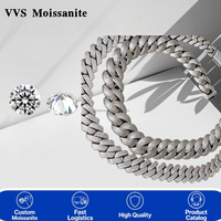 Chaîne cubaine en moissanite VVS de 10 mm en gros, entièrement sertie, en argent 925, bijoux hip-hop, passe le testeur de diamant pour collier