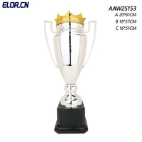 Elor Factory Vente en Gros Trophée Sportif Argenté de Haute Qualité pour Compétition de Football Prix ABC Différentes Options de Taille