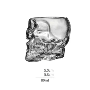 ハロウィーンガラス卸売人間の骨格型ウイスキーガラススカルショットグラスビールウィスキーカップ