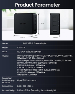 Adaptateur secteur USB-C/A de remplacement 100W, chargeur de batterie rapide pour drone Holy Stone/Skyrover, chargeur GaN 4 ports, mini Chine - Product Image 6