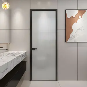 Puertas con bisagras para baño Interior, nuevo diseño, puerta abatible de inodoro de aluminio