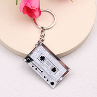 Personnalité innovante géométrique Rectangle Niche Cassette porte-clés métal épissage bande conception étudiant cadeau