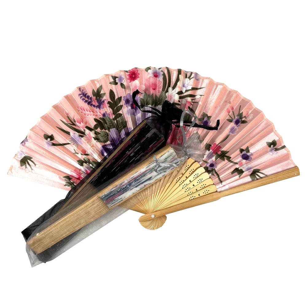 Espanhol Mini Hand Held Fan Paddle Belly Dance Silk Veil Manual Nylon Folding Fan Com Bolsa Sublimação Grad Pride Mão Ventilador