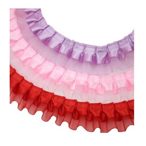 En stock : Ruban de dentelle en organza à double volant de 4 cm, <span class=keywords><strong>40</strong></span> <span class=keywords><strong>yards</strong></span>/paquet pour couture DIY, mariages et coiffes - Product Image 5