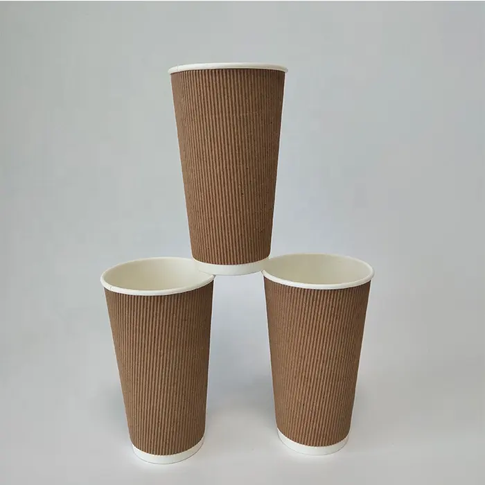 Üretici özelleştirme pe pla kağıt bardaklar tek kullanımlık sıcak yalıtımlı kahve dalgalı karton bardak fincan.