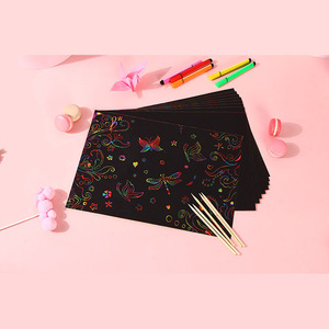 Huiyang 8K Carta Glitterata per Scratch Art Educativa per Bambini, Fai da Te, per Asilo, Disegno Cartoni Animati e <span class=keywords><strong>Anime</strong></span>, Rettangolare Colorato - Product Image 3