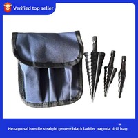 Lot de 3 forets étagés à queue hexagonale, à cannelures droites, nitridés noirs, pour acier de roulement, avec sac en tissu bleu, pour perçage du métal