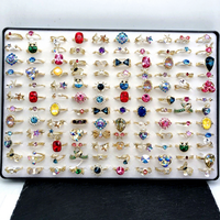 Bijoux XUPING, bagues en cristal mélangé plaquées or 14 carats, vente en gros, taille aléatoire 6-10, bague en zircone cubique colorée, lot en vrac
