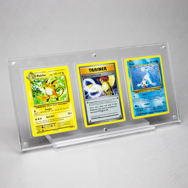 Poke Moned Card Display Holder Magnetic Clear Acrylic TCG Triple Cards Frames Sport Card UV protection Display Stand