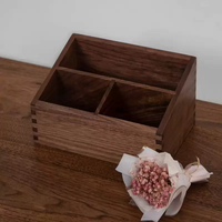 Boîte en bois trapézoïdale moderne pour le bureau à domicile, écologique, artisanale, personnalisée, organisateur de rangement multifonctionnel pour télécommandes