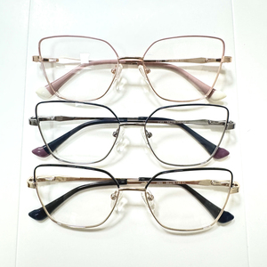 กรอบแว่นตาโลหะเต็มกรอบแฟชั่นใหม่ปี <span class=keywords><strong>2026</strong></span> ทรงแคทอายลายเรียบสำหรับทุกเพศเพื่อการปกป้องดวงตา - Product Image 4