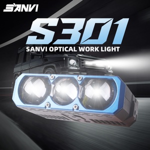 SANVI S301 Universal Auto Lamp Yellow LED Chip Fog Grille <b>Lights</b> 12V 90W 10000 Lumens Three-Lens <b>Projector</b> for Retrofit/Upgrade - Product Image 1