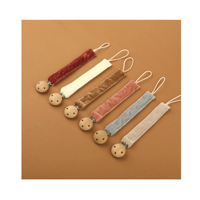 Vente en gros de pinces en bois personnalisées pour bébé Chaîne de sucette en tissu pour bébé