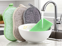 Éponge de nettoyage de cuisine super absorbante et réutilisable double face Éponge de savon à vaisselle en cellulose de polyester pour laver la vaisselle Réutilisable
