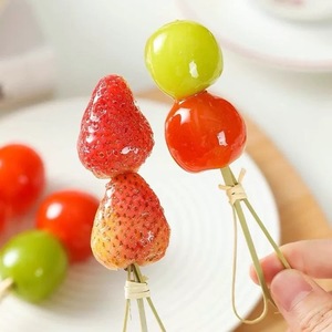 Ciseaux créatifs, brochettes en bambou, rouge, bleu, noir, couleur unie, outils de fête jetables pour fruits, collations aux fruits confits et aux aubépines - Product Image 2