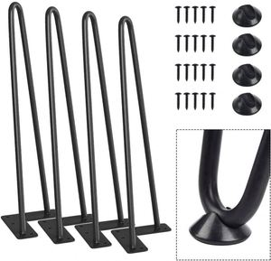 Industrial Style Black Iron Powder Coated Heavy Duty DIY Furniture <b>Legs</b> Hairpin Design <b>for</b> Bedroom Workshop Outdoor Living Room - Product Image 2