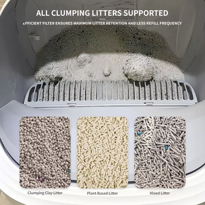 Bac à <span class=keywords><strong>litière</strong></span> intelligent autonettoyant pour chat, à ouverture supérieure, contrôle par application Wi-Fi, capteurs de sécurité, compatible multi-chats, toilette pour animaux en plastique, en stock - Product Image 4
