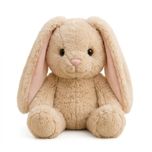 Peluche personnalisée en forme de lapin avec robe florale amovible, ensemble de tenue lavable en fourrure crème, jouet pour enfants, collection cadeau, vente en gros OEM - Product Image 1