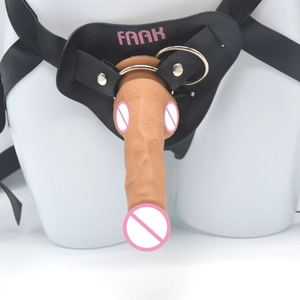 Morbido e sicuro per uso alimentare silicone enorme strap-on dildo plug anale masturbatore in silicone con vera pelle per le donne <span class=keywords><strong>gioco</strong></span> - Product Image 3