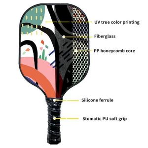Raquette de pickleball en fibre de verre avec logo personnalisé et surface en fibre de carbone, ensemble de 2 raquettes, 4 balles, 1 sac - Product Image 6