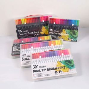 Ensemble de stylos marqueurs d'art à double pointe pour aquarelle, 100-120 couleurs, pointes fine et pinceau souple, plastique PP, dessin et peinture - Product Image 3