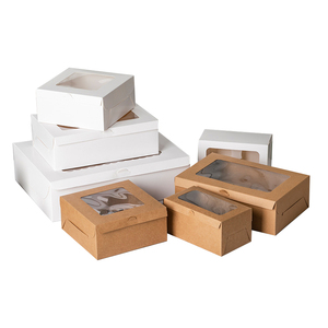 transparent cake boxes Brown Pastry Box with Window Window Biscuit Cake Packaging Box