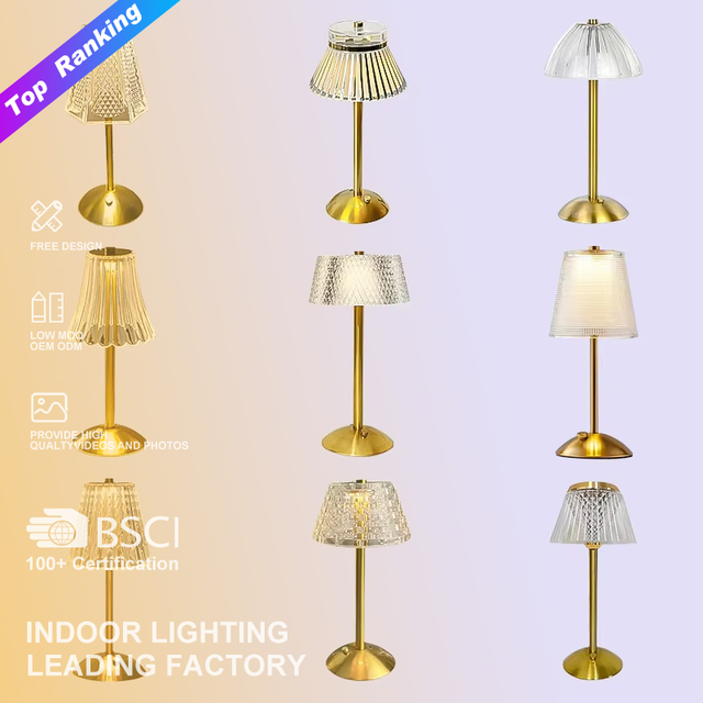 Classic Style Dimmable Home Decor Lampe De Table Led Gold USB Rechargeable Battery Cordless Crystal Table Lamps Luxury Gift