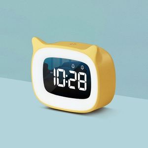 F-8817 Cartoon Cat <b>LED</b> Alarm <b>Clock</b> Music Night Light Silent Electronic for Student Desk Kid Bedroom Home Office Living Room Gift - Product Image 5